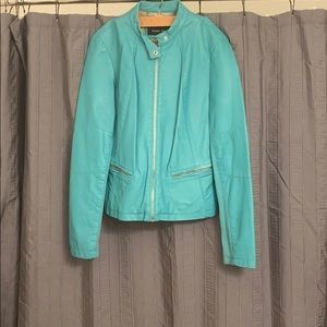 Turquoise leather jacket